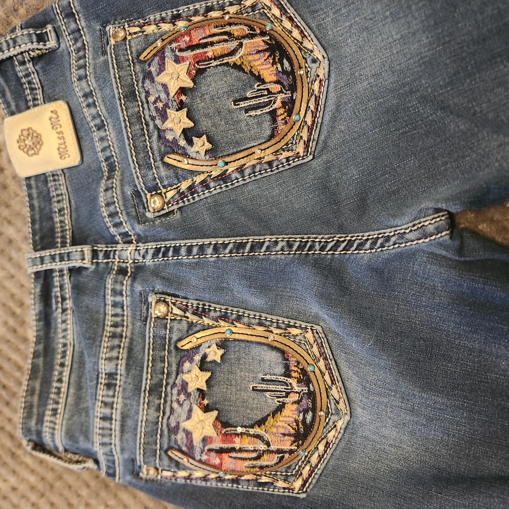 Rock & Roll Denim Jeans with Embroidered Pockets